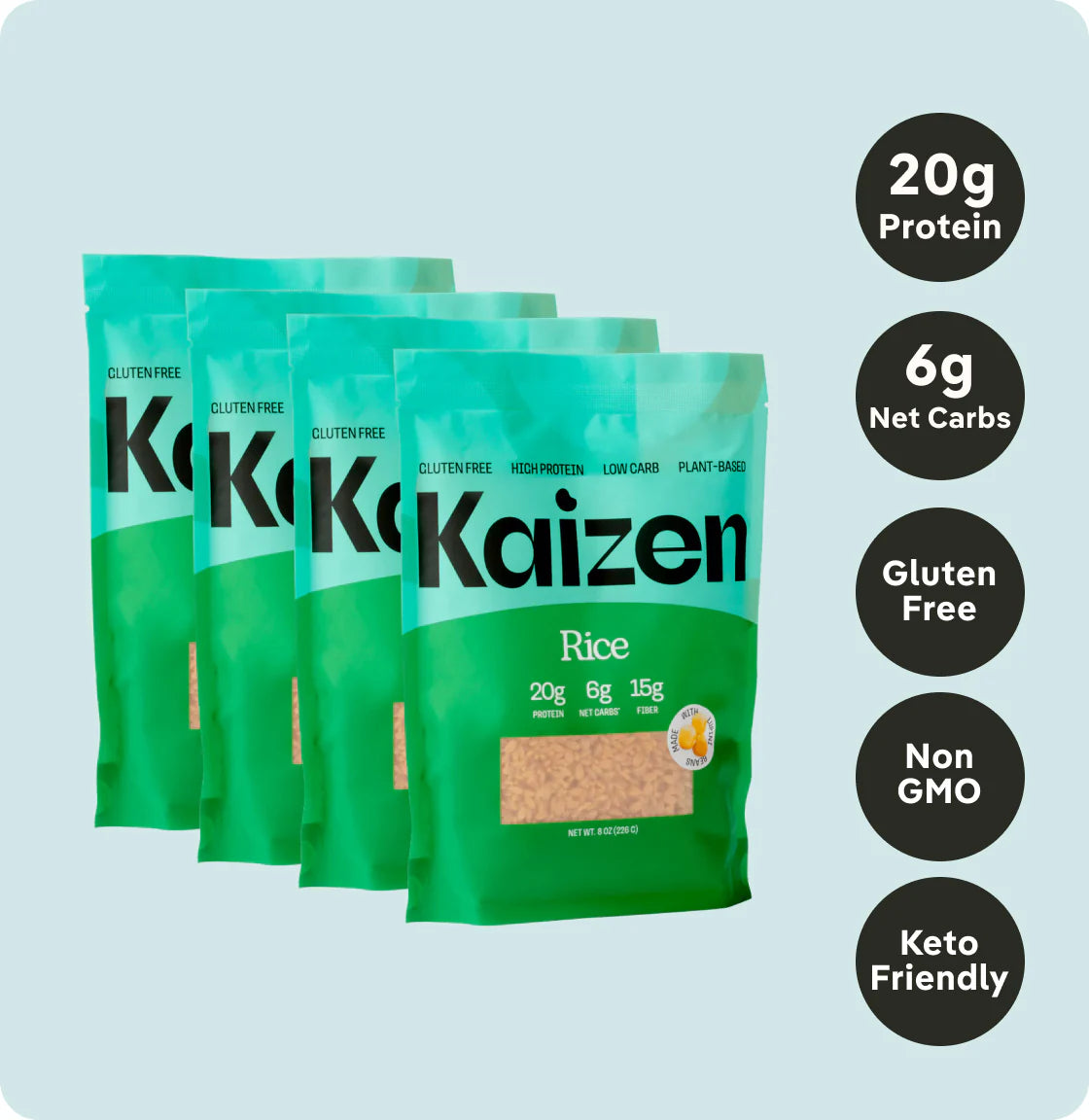 Kaizen Low Carb Rice - High Protein, Keto Friendly, Plant Based, Made with High Fiber Lupin Flour