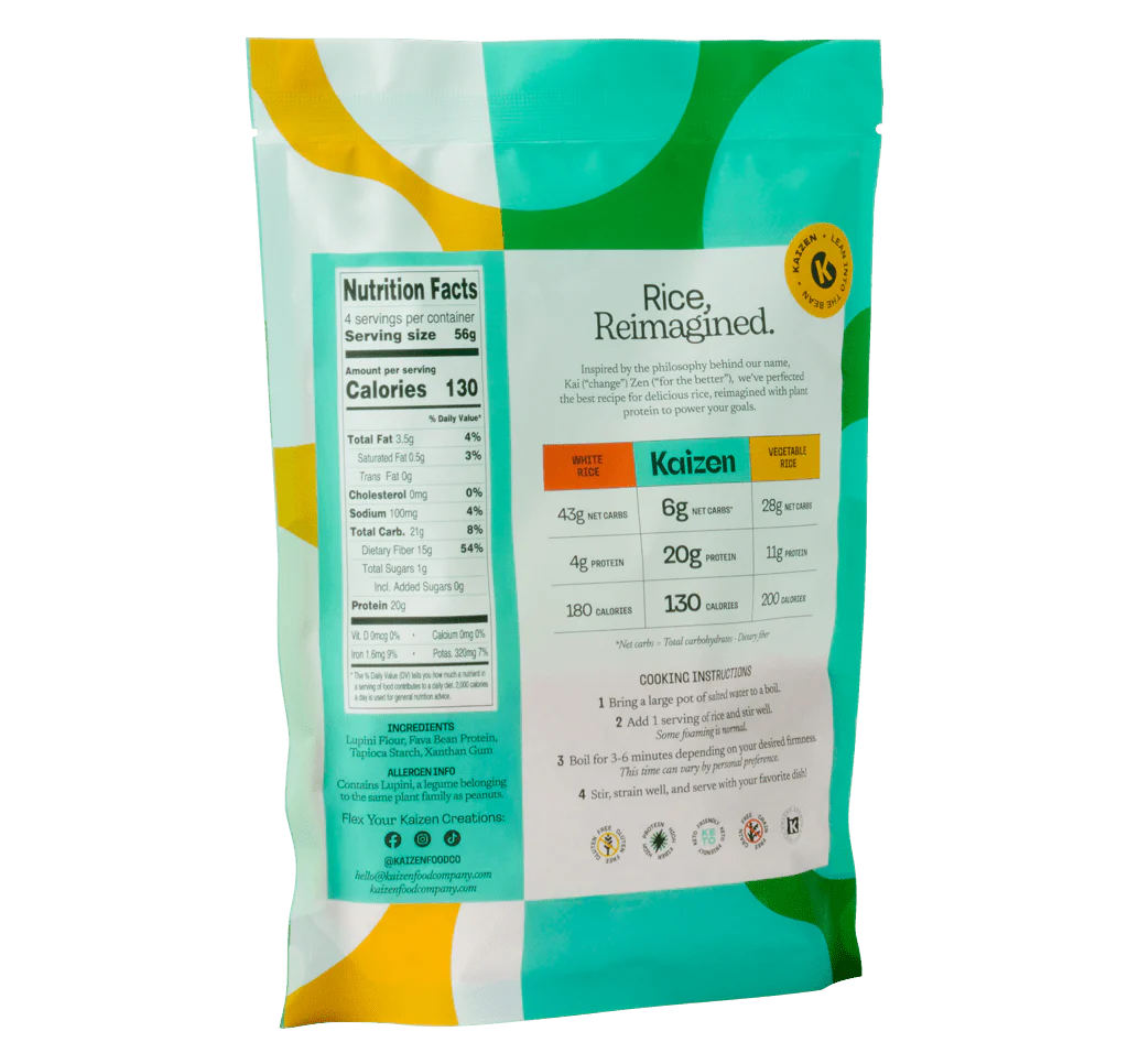 Kaizen Low Carb Rice - High Protein, Keto Friendly, Plant Based, Made with High Fiber Lupin Flour
