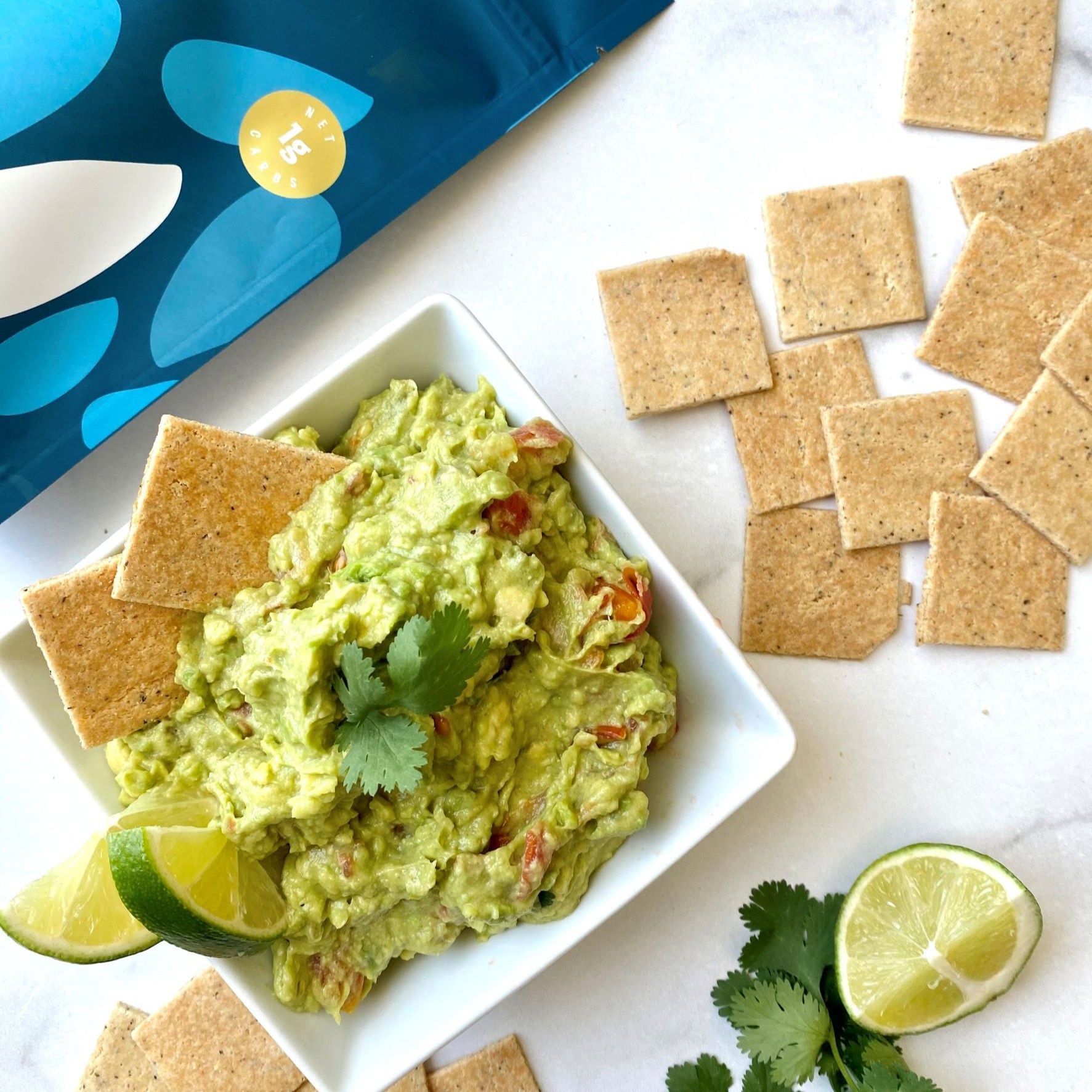 Almond Flour Crackers - Cracked Pepper with Guacamole and lime