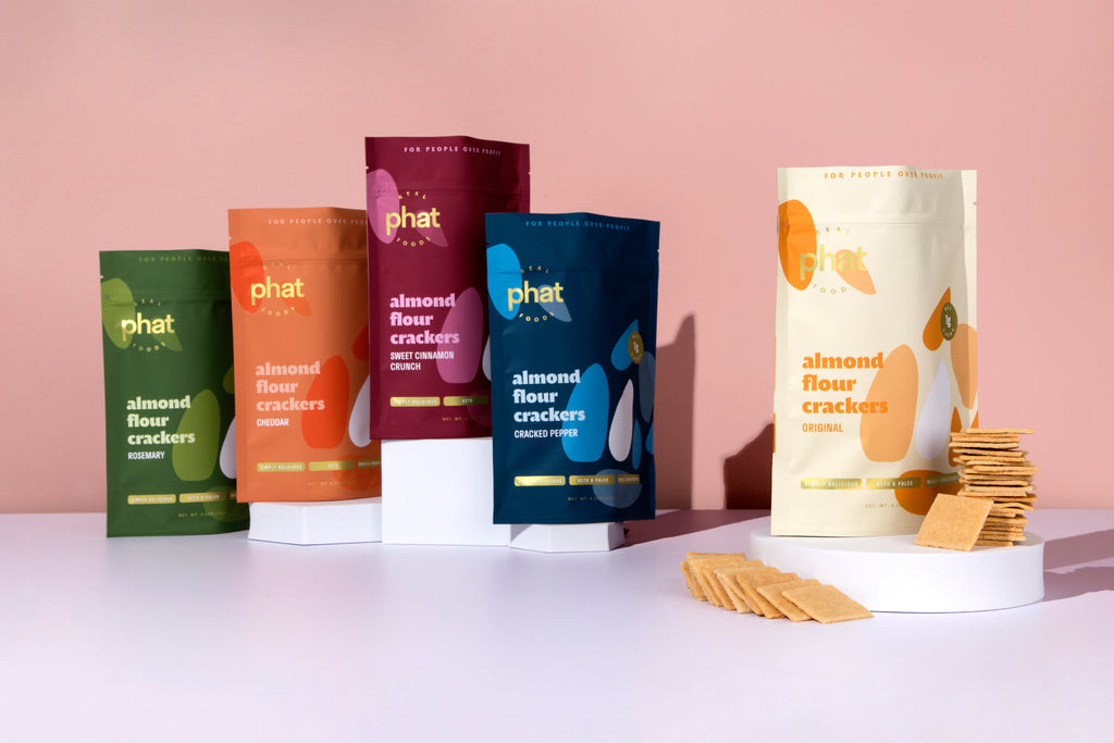 All five flavors of almond flour crackers