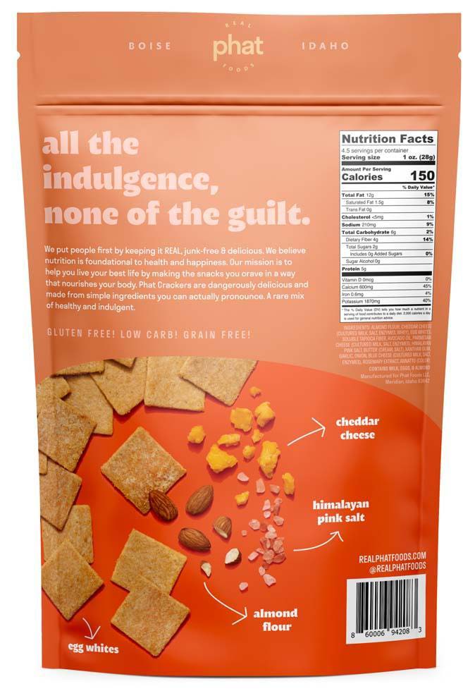 Cheddar Almond Flour Crackers - Back of Package