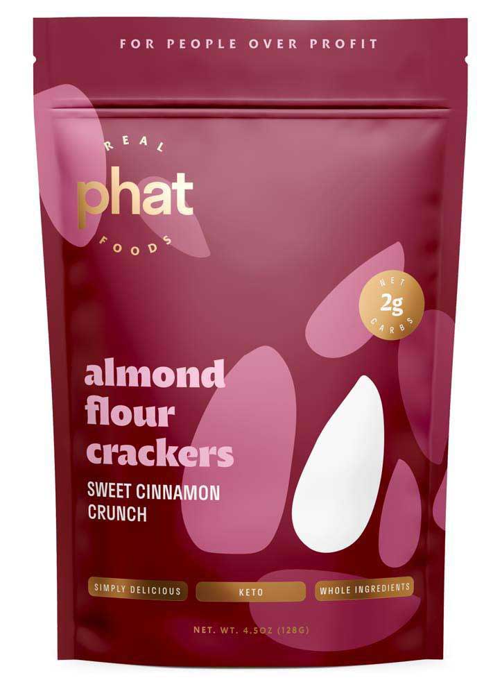 Real Phat Foods Almond Flour Crackers in Sweet Cinnamon Crunch flavor